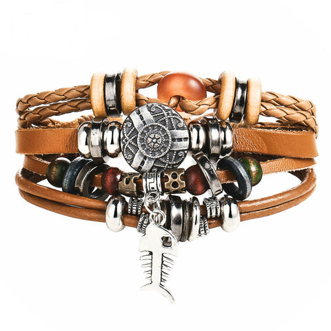 GA - Vintage Leather Charm Bracelet