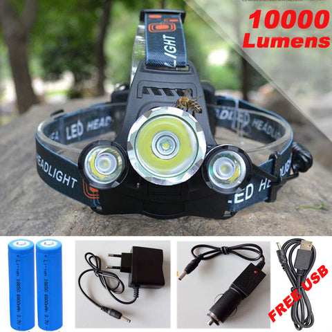 GA - CREE XML T6 + 2R5 LED Head Lamp - 10000 Lm