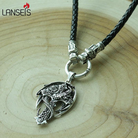 GA - Celtic Dragon and Cross Pendant Necklace