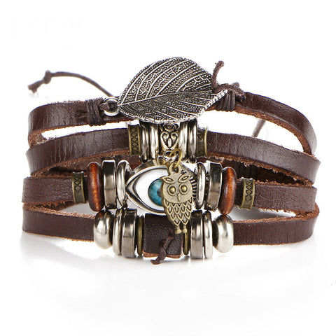 GA - Vintage Leather Charm Bracelet