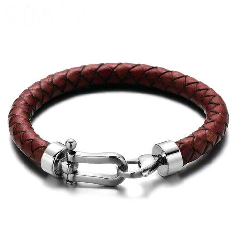 GA - Retro Red Braided Leather Bracelet