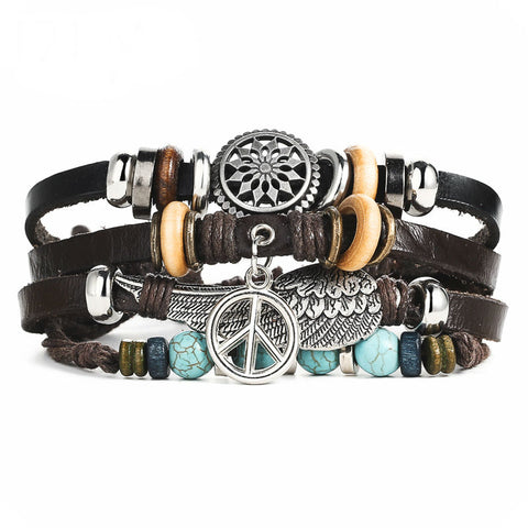 GA - Vintage Leather Charm Bracelet