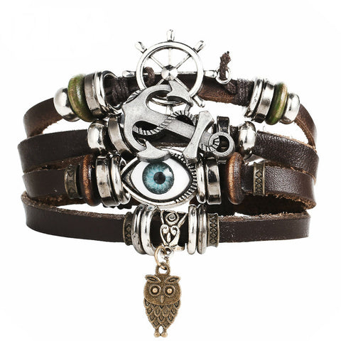 GA - Vintage Leather Charm Bracelet