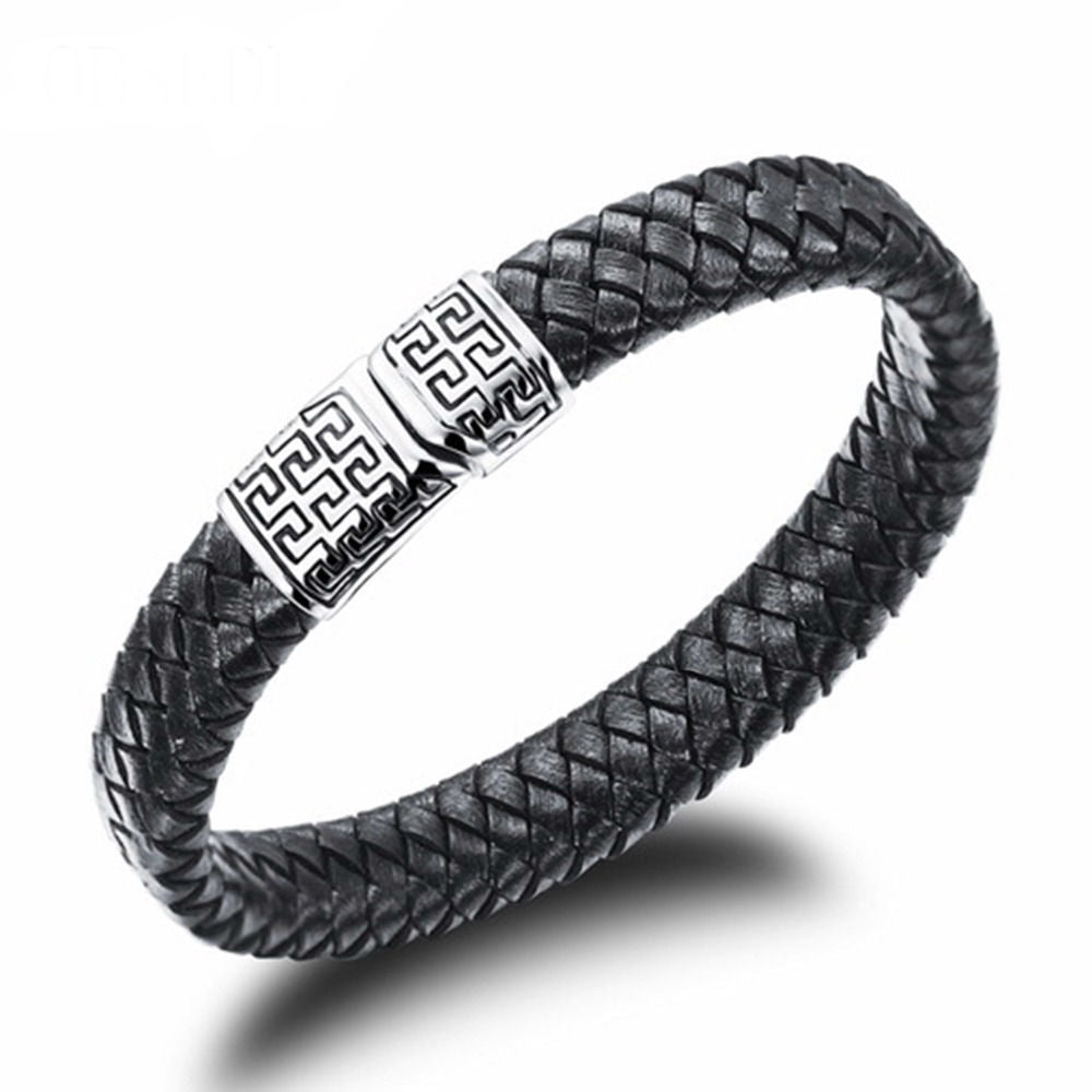 GA - Retro Hellenic Braided Leather Bracelet
