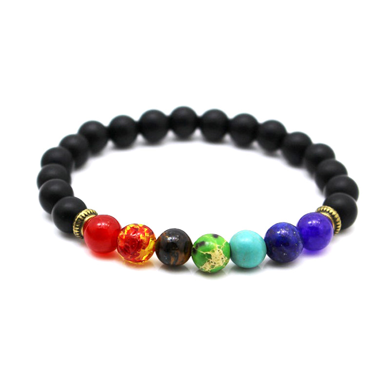 GA - Black Lava Beads 7 Chakra Bracelet