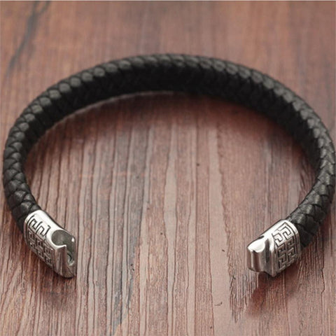 GA - Retro Hellenic Braided Leather Bracelet