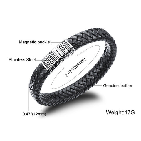 GA - Retro Hellenic Braided Leather Bracelet
