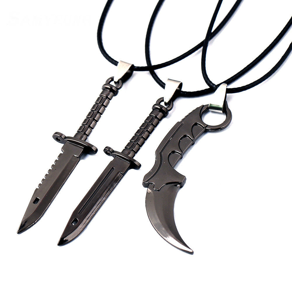 GA - Knife Pendant Leather Necklace