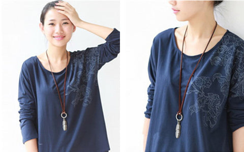 GA - Vintage Leather Charm  Necklace