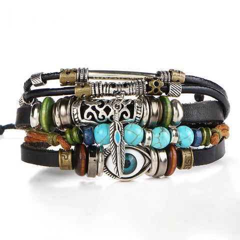 GA - Vintage Leather Charm Bracelet