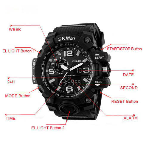 GA - SKMEI Male Dual Time Tactical Wrist Watch