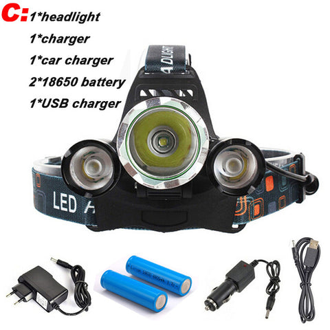 GA - CREE XML T6 + 2R5 LED Head Lamp - 10000 Lm