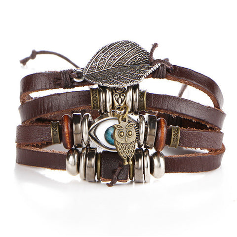 GA - Vintage Leather Charm Bracelet