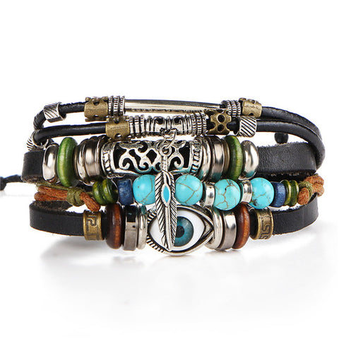 GA - Vintage Leather Charm Bracelet