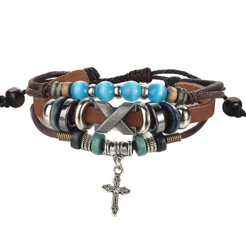 GA - Vintage Leather Charm Bracelet