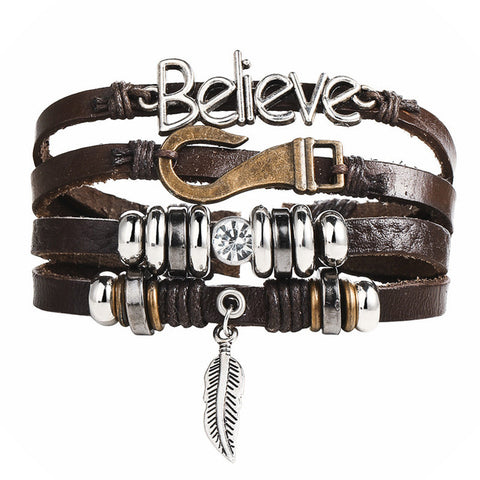 GA - Vintage Leather Charm Bracelet