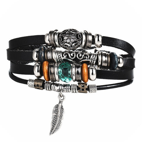 GA - Vintage Leather Charm Bracelet