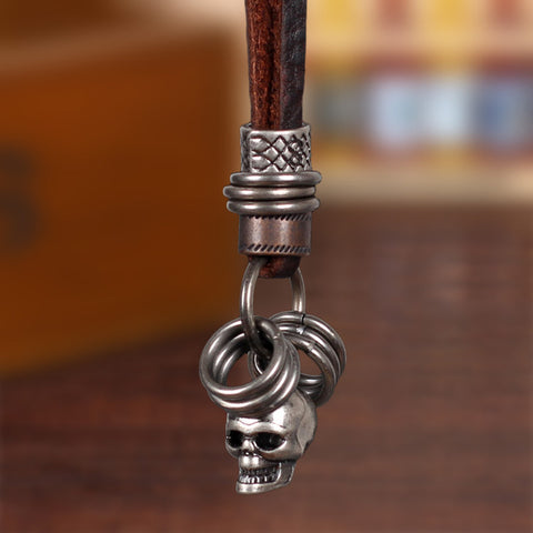 GA - Vintage Leather Charm  Necklace