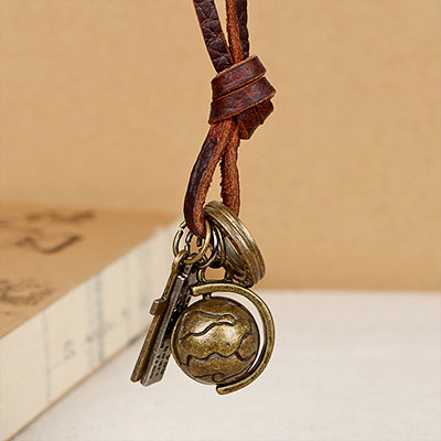 GA - Vintage Leather Charm  Necklace