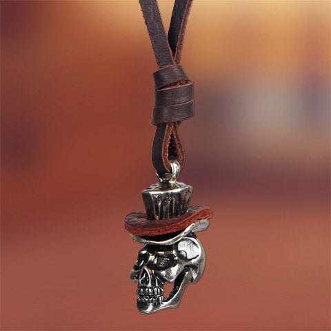 GA - Vintage Leather Charm  Necklace