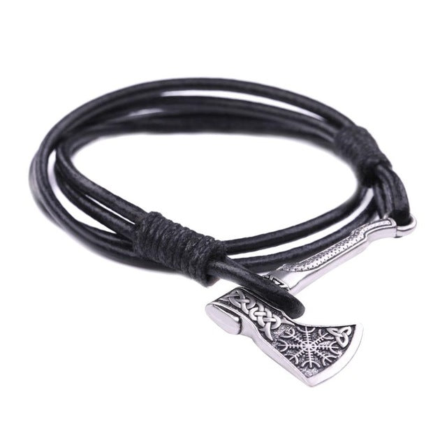 GA - Bearded Axe Leather Bracelet