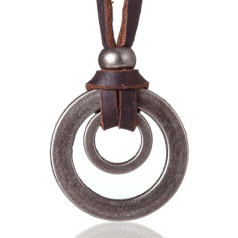 GA - Vintage Leather Charm  Necklace