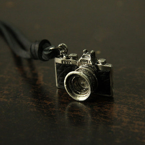 GA - Vintage Leather Charm  Necklace