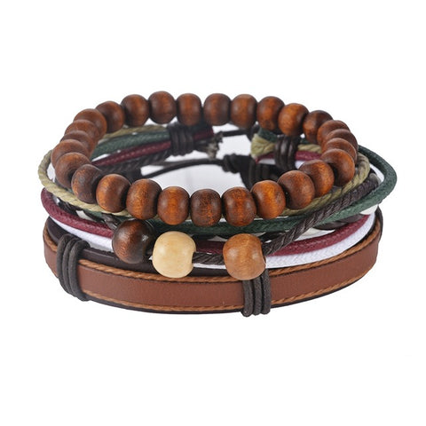GA - Handmade Braided Leather Bracelet Set