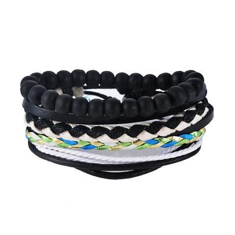 GA - Handmade Braided Leather Bracelet Set