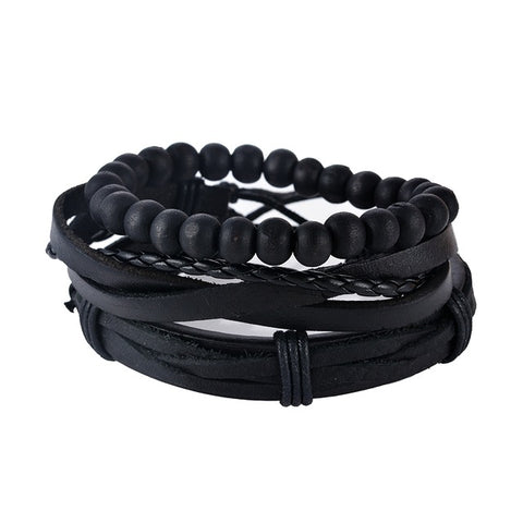 GA - Handmade Braided Leather Bracelet Set