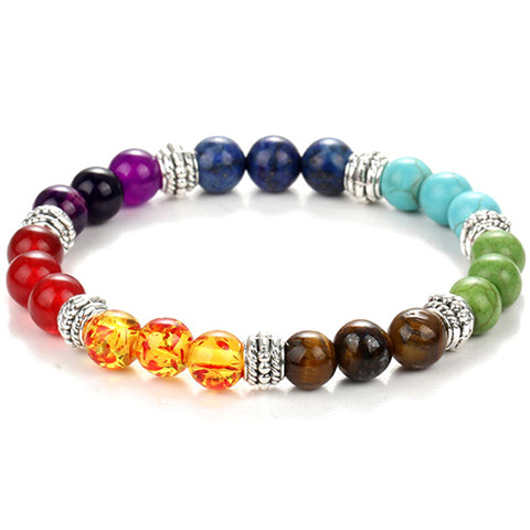GA - Black Lava Beads 7 Chakra Bracelet