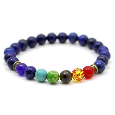 GA - Black Lava Beads 7 Chakra Bracelet