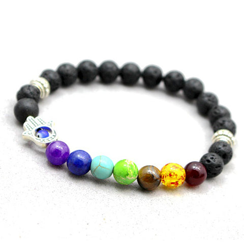 GA - Black Lava Beads 7 Chakra Bracelet