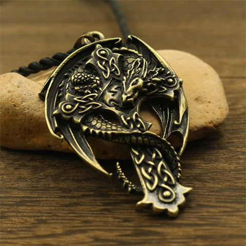 GA - Celtic Dragon and Cross Pendant Necklace