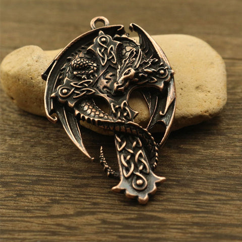 GA - Celtic Dragon and Cross Pendant Necklace