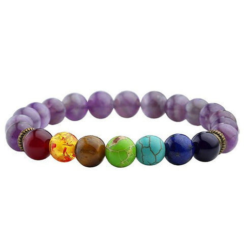 GA - Black Lava Beads 7 Chakra Bracelet