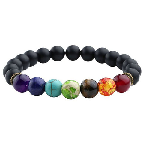 GA - Black Lava Beads 7 Chakra Bracelet