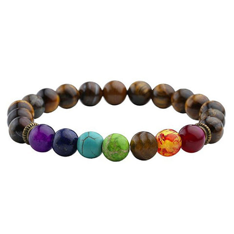 GA - Black Lava Beads 7 Chakra Bracelet